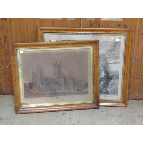 1242 - PAIR OF F/G B&W PRINTS - 'THE LORD OF THE MANOR' & CANTERBURY CATHEDRAL, EACH FRAMED, APPROX 65CM X ... 