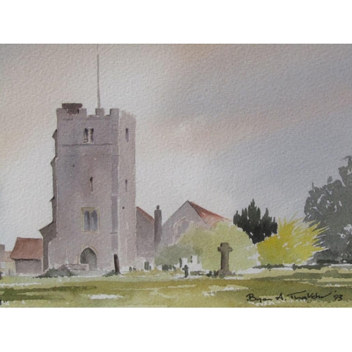 1244 - BRIAN A THATCHER 93 - ST JAMES, BUSHEY, & WEST COUNTRY VILLAGE, EACH F/G, WATERCOLOURS