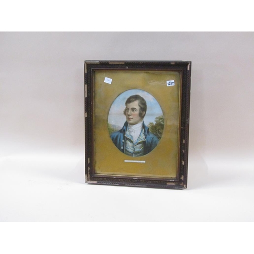 1252 - UNSIGNED - OVAL PORTRAIT OF BURNS, F/G, 30CM X 24CM