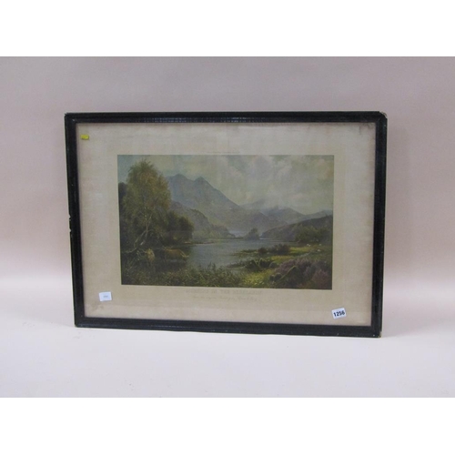 1256 - COLOURED PRINT - MORNING IN THE HIGHLANDS, F/G, 40CM X 50CM