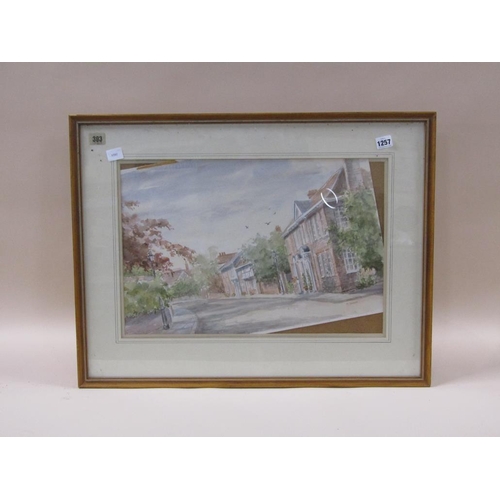 1257 - M EDSON - A STREET IN MARLOW, BUCKS, WATERCOLOUR, F/G, 34CM X 52CM