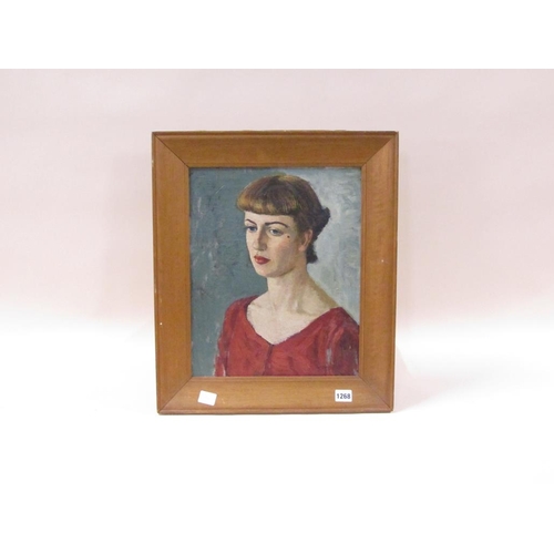 1268 - SIGNED P.W BRUMP- - PORTRAIT OF A LADY, OIL ON CANVAS, FRAMED, 40CM X 32CM