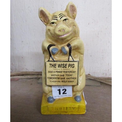 12 - CAST IRON PIG MONEY BOX