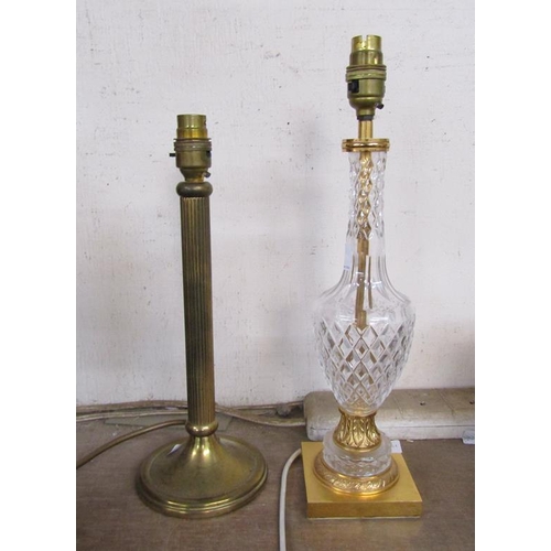 13 - CRYSTAL LAMP AND ONE BRASS