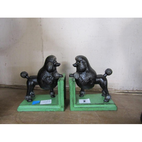 2 - PAIR CAST IRON POODLE BOOKENDS