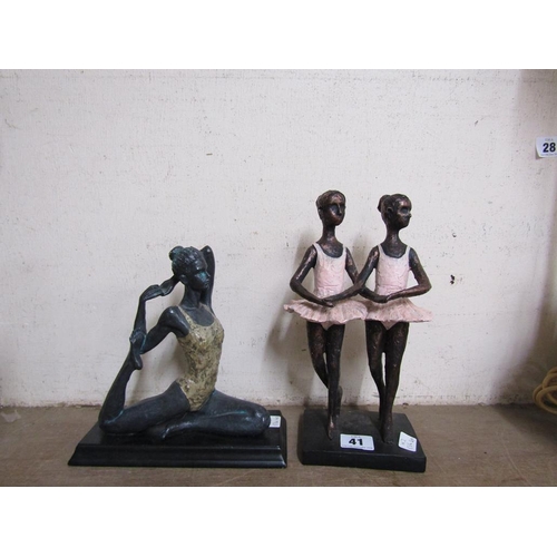 41 - TWO BRONZE FIGURES OF BALLERINAS