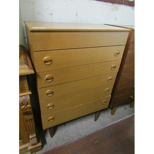 555 - TEAK 5 DRAWER CHEST