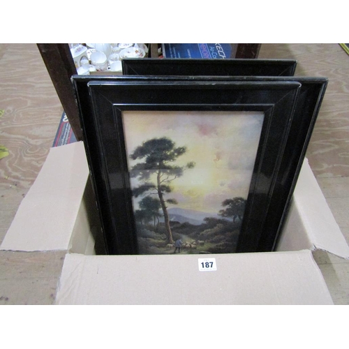 187 - BOX OF MIXED PICTURES AND PRINTS