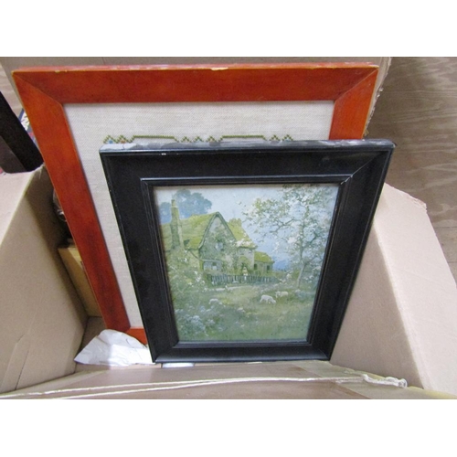 187 - BOX OF MIXED PICTURES AND PRINTS