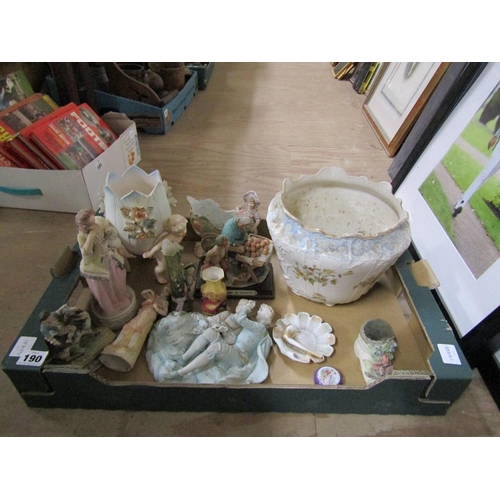 190 - BOX - MIXED PORCELAIN, PLAQUES, FIGURINES ETC