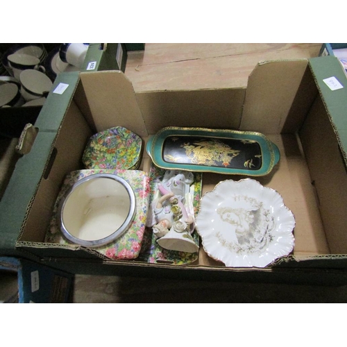 223 - BOX ; CHINTZ WARES, COMMEMORATIVE WARES, CARLTON WARE TRAY