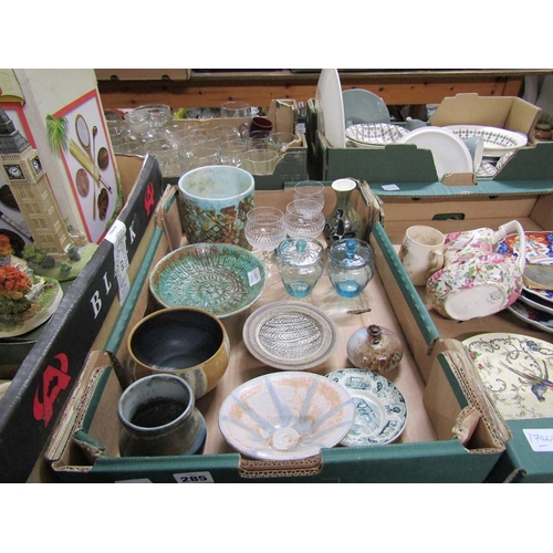 285 - BOX; STUDIO POTTERY AND GLASSWARE