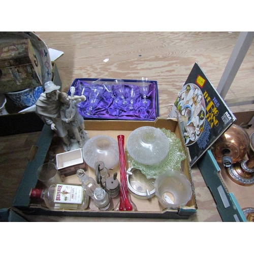 305 - BOX OF MIXED GLASSWARE, FIGURINE ETC