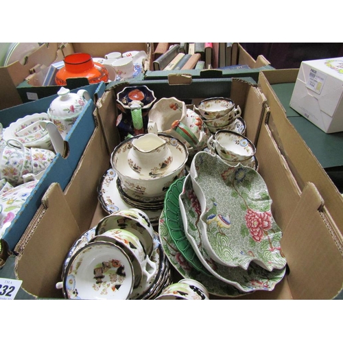 332 - BOX OF MIXED CERAMICS TO INC. VICTORIAN IRONSTONE JUG