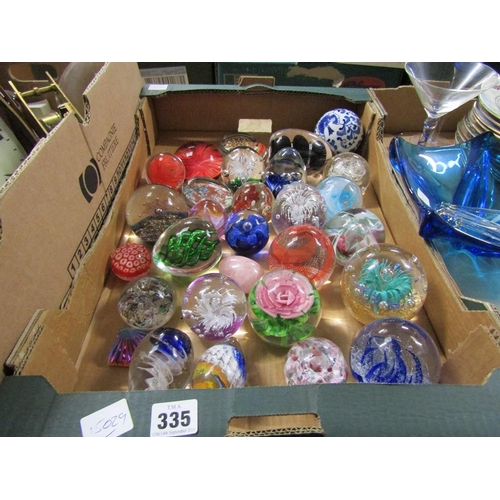 335 - BOX OF ART GLASS PAPERWEIGHTS