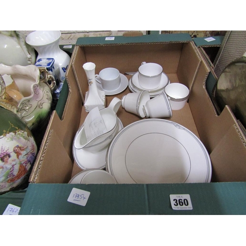 360 - BOX OF TEAWARES AND OTHER CHINA TO INC. ROYAL DOULTON