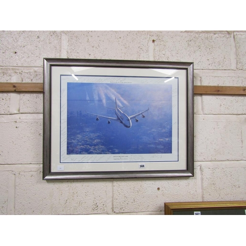 366 - SIGNED BRITISH AIRWAYS 747 PRINT