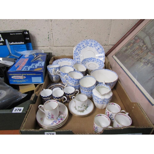 378 - BOX OF TEAWARES TO INC. CROWN STAFFORDSHIRE