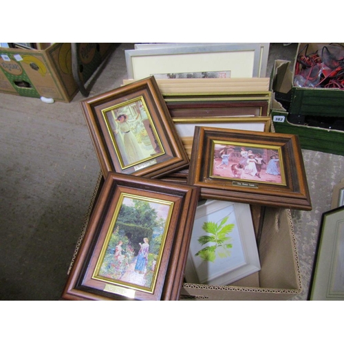 383 - BOX OF MIXED PICTURES AND PRINTS