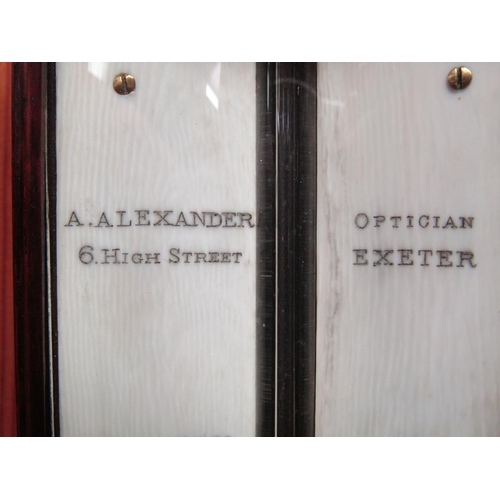 28 - An early 19c rosewood cistern barometer, the register plates signed A. Alexander, 6 High Street, Exe... 