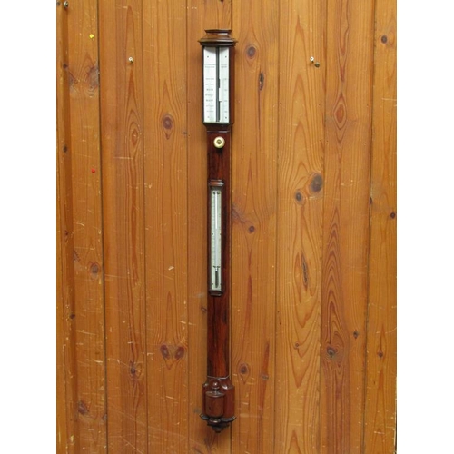 28 - An early 19c rosewood cistern barometer, the register plates signed A. Alexander, 6 High Street, Exe... 