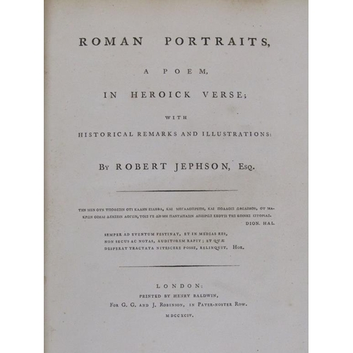 4 - A book - Roman Portraits, a poem, in Heroick Verse, by Robert Jephson, printed in London by Henry Ba... 