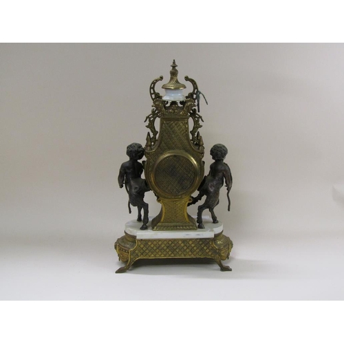 8 - A mid 20c Italian garniture de cheminée consisting of a clock and two six branch candelabra.  The fi... 