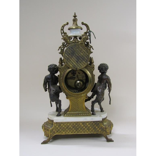 8 - A mid 20c Italian garniture de cheminée consisting of a clock and two six branch candelabra.  The fi... 