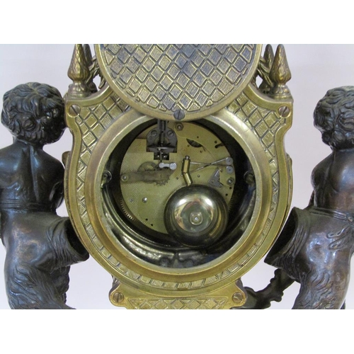 8 - A mid 20c Italian garniture de cheminée consisting of a clock and two six branch candelabra.  The fi... 