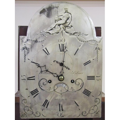 20 - An early 19c eight day longcase clock, the 30cm arched dial signed William Palmer, Bristol.  The all... 