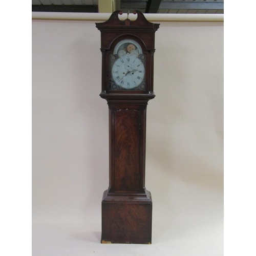 21 - A late 18c eight day longcase clock, the 33cm arched painted dial unsigned and having date and secon... 