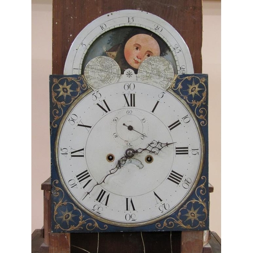 21 - A late 18c eight day longcase clock, the 33cm arched painted dial unsigned and having date and secon... 