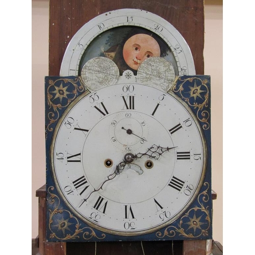 21 - A late 18c eight day longcase clock, the 33cm arched painted dial unsigned and having date and secon... 