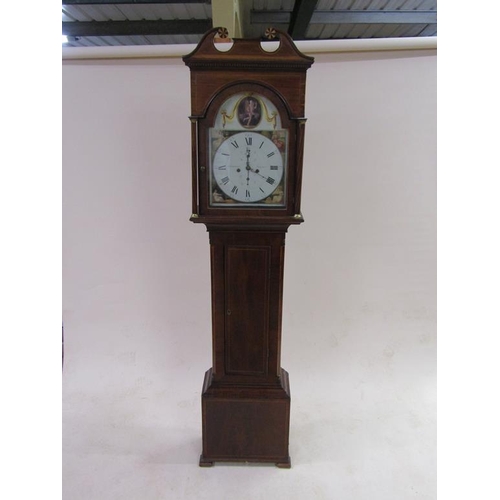 27 - An early 19c eight day longcase clock, the 35cm arched painted dial signed A. Kirkwood, Paisley and ... 