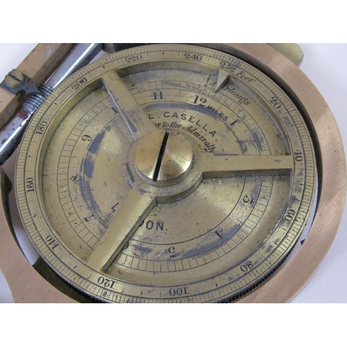 35 - A 19c brass Flowmeter manufactured by L Casella, in original box, 20cm l.