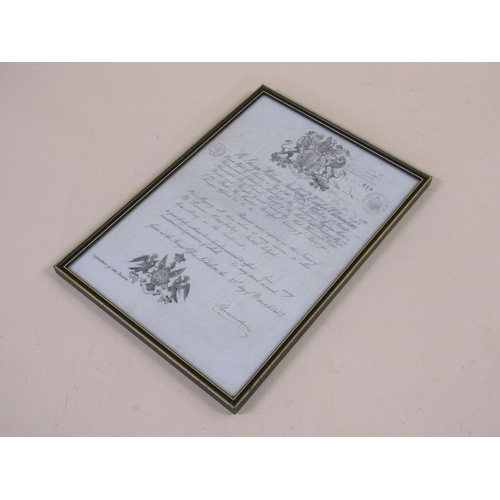 40 - A framed and glazed copy of Thomas Hawksley's passport, dated London 23rd March 1853.