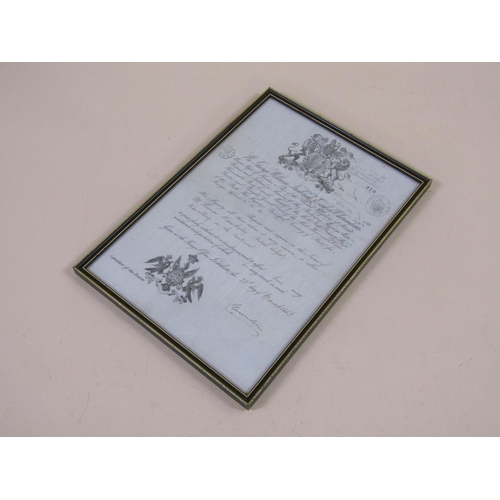 40 - A framed and glazed copy of Thomas Hawksley's passport, dated London 23rd March 1853.