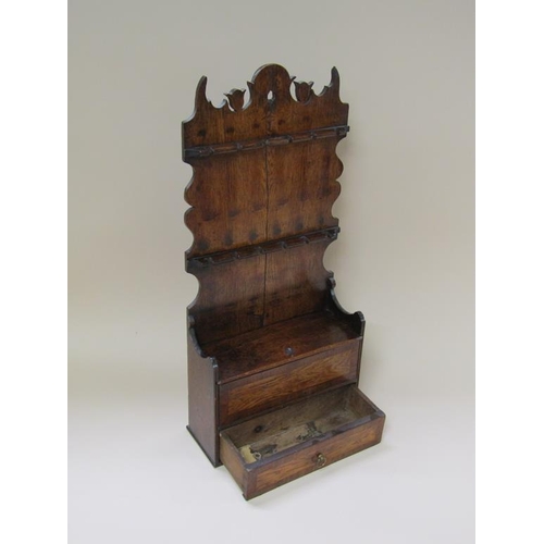 56 - A 19c Welsh wall hanging spoon rack with base drawer and candle box, 72cm h.