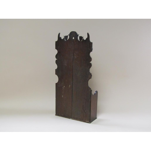 56 - A 19c Welsh wall hanging spoon rack with base drawer and candle box, 72cm h.