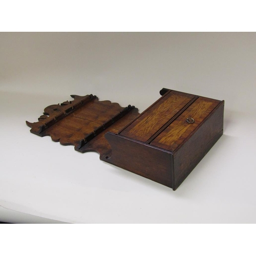 56 - A 19c Welsh wall hanging spoon rack with base drawer and candle box, 72cm h.