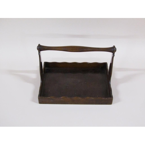 57 - A 19c mahogany book tray with central carrying handle, 29cm w.