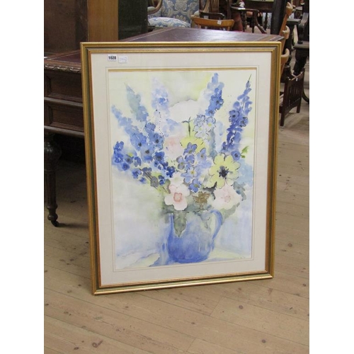 1028 - CYNTHIA WHARTON, BIRTHDAY FLOWERS A WATERCOLOUR SIGNED TOGETHER WITH VASE OF MIXED FLOWERS SIGNED WA... 