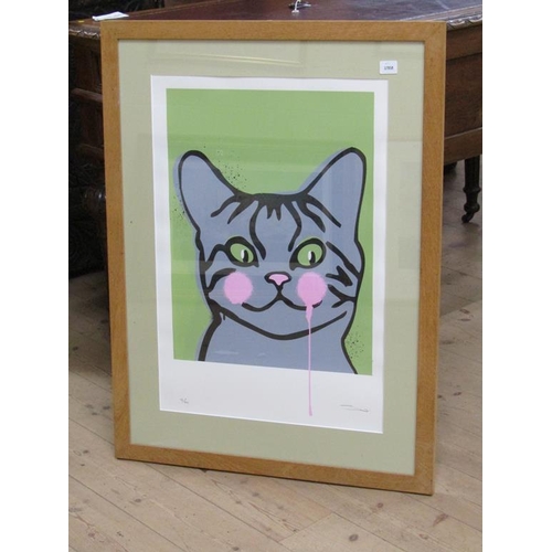 1030 - TWO LIMITED EDITION F/G CARTOON PRINTS, ONE OF A CAT, ONE OF A DOG, SIGNED INDISTINCTLY BY THE ARTIS... 