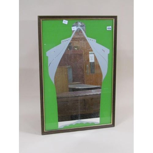 1039 - ART DECO PERIOD SHIP MIRROR FRAMED 75 x 48 cms