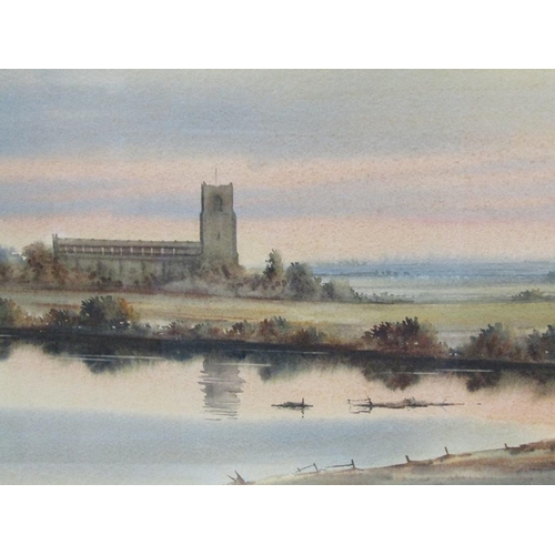 1047 - DONALD WINCUP, BLYTHBURGH EVENING, SIGNED WATERCOLOUR.  F/G 32 x 47cms