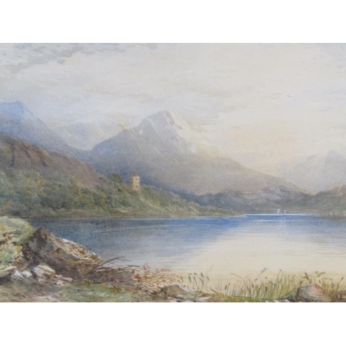 1096 - UNSIGNED - LAKE AND MOUNTAIN SCENE, WATERCOLOUR