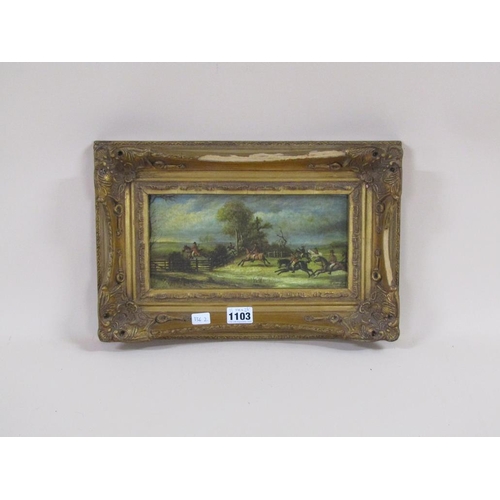 1103 - J FENNELEY - HUNTING SCENE, SIGNED OIL ON CANVAS, FRAMED