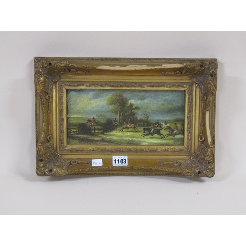 1103 - J FENNELEY - HUNTING SCENE, SIGNED OIL ON CANVAS, FRAMED