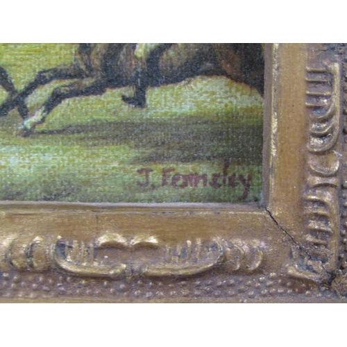 1103 - J FENNELEY - HUNTING SCENE, SIGNED OIL ON CANVAS, FRAMED