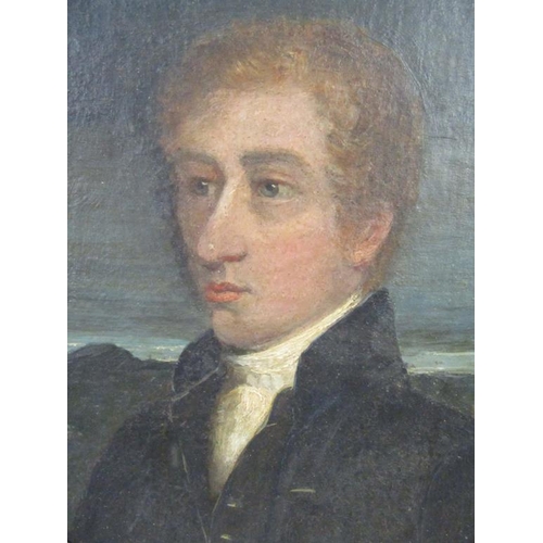 1104 - 19C FRAMED OVAL PORTRAIT OF A GENTLEMAN, OIL ON PANEL